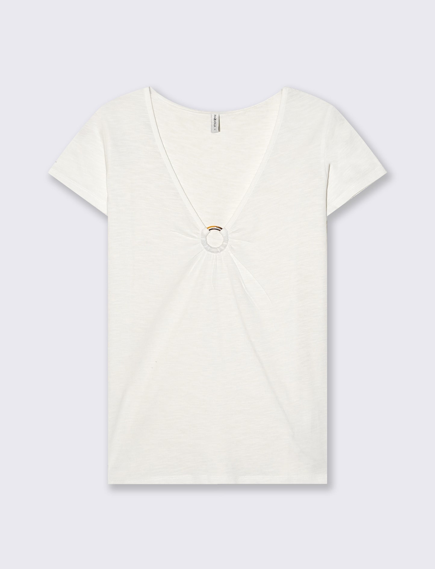 T-shirt manica corta con scollo anello - Avorio