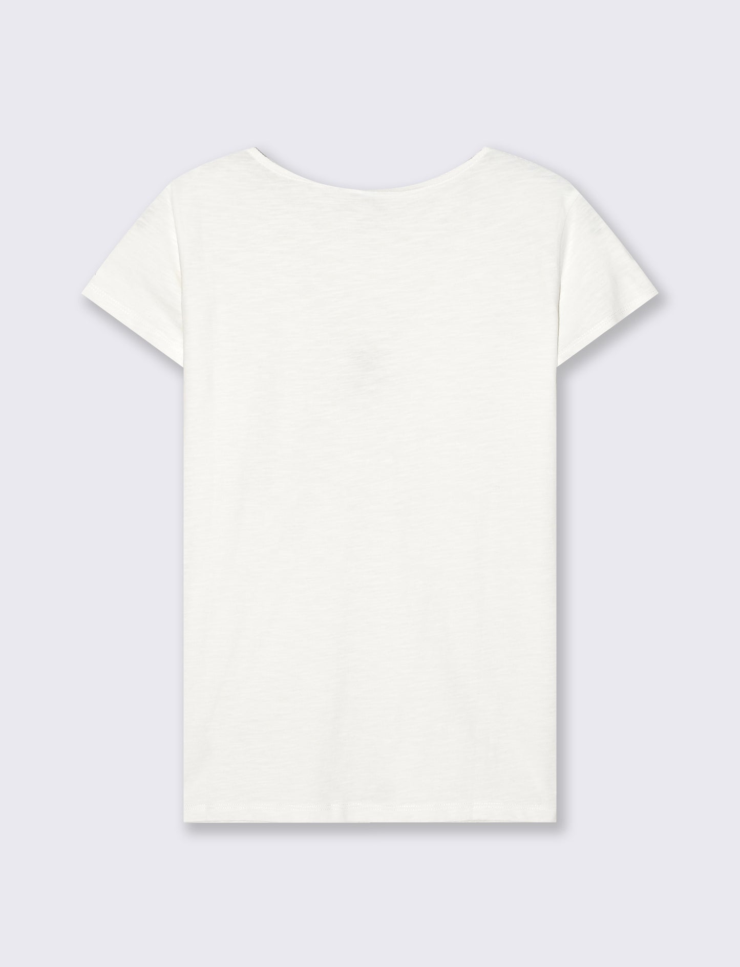 T-shirt manica corta con scollo anello - Avorio
