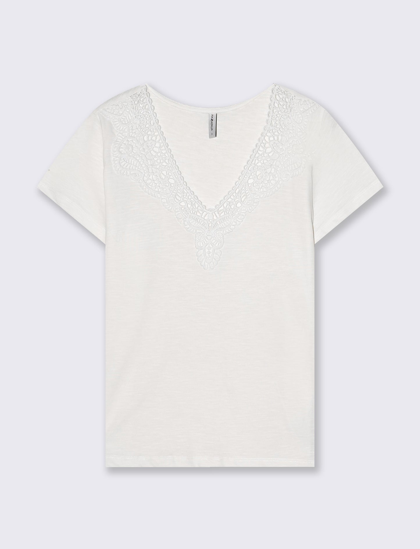 V-Neck T-Shirt with Trimming - White