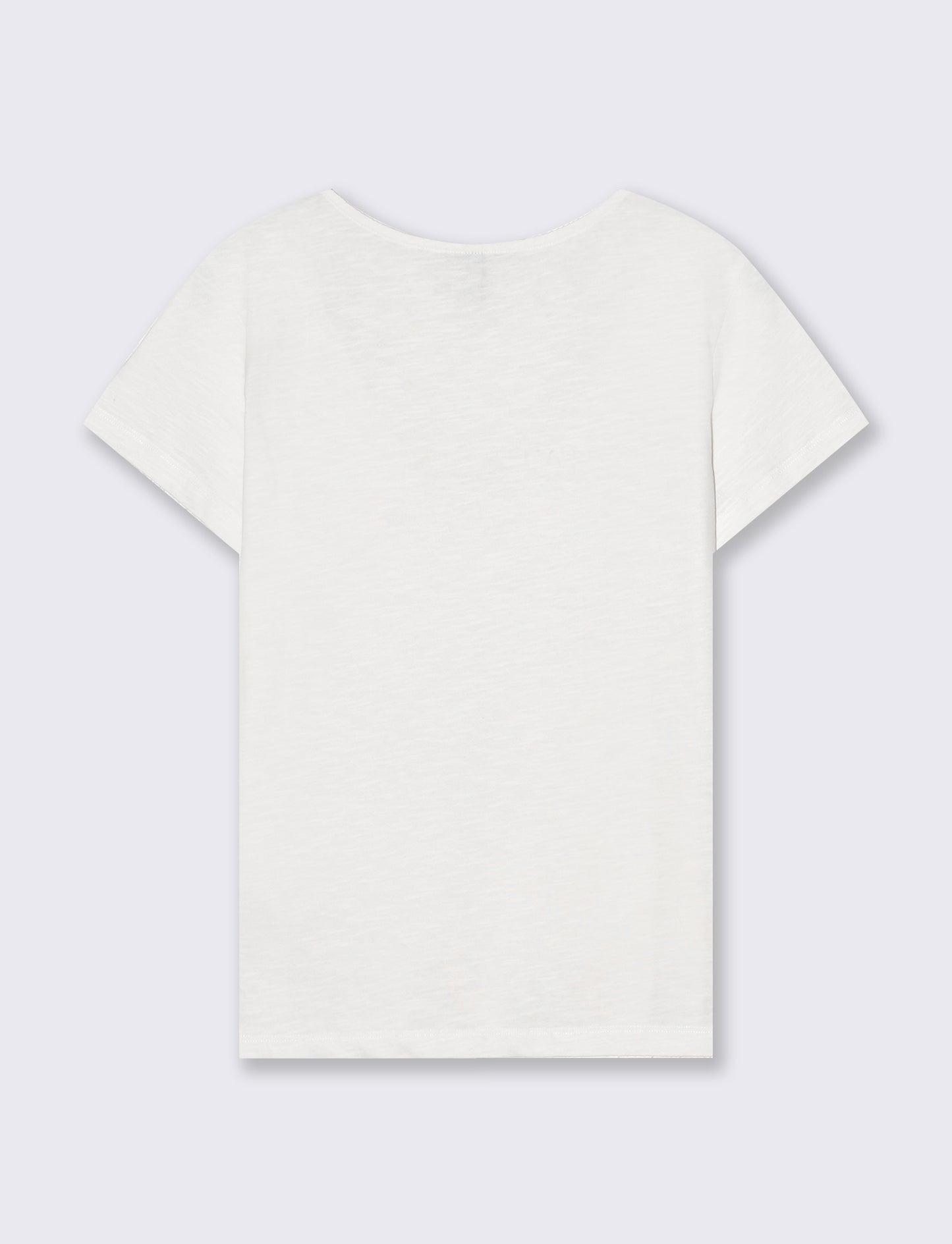 V-Neck T-Shirt with Trimming - White