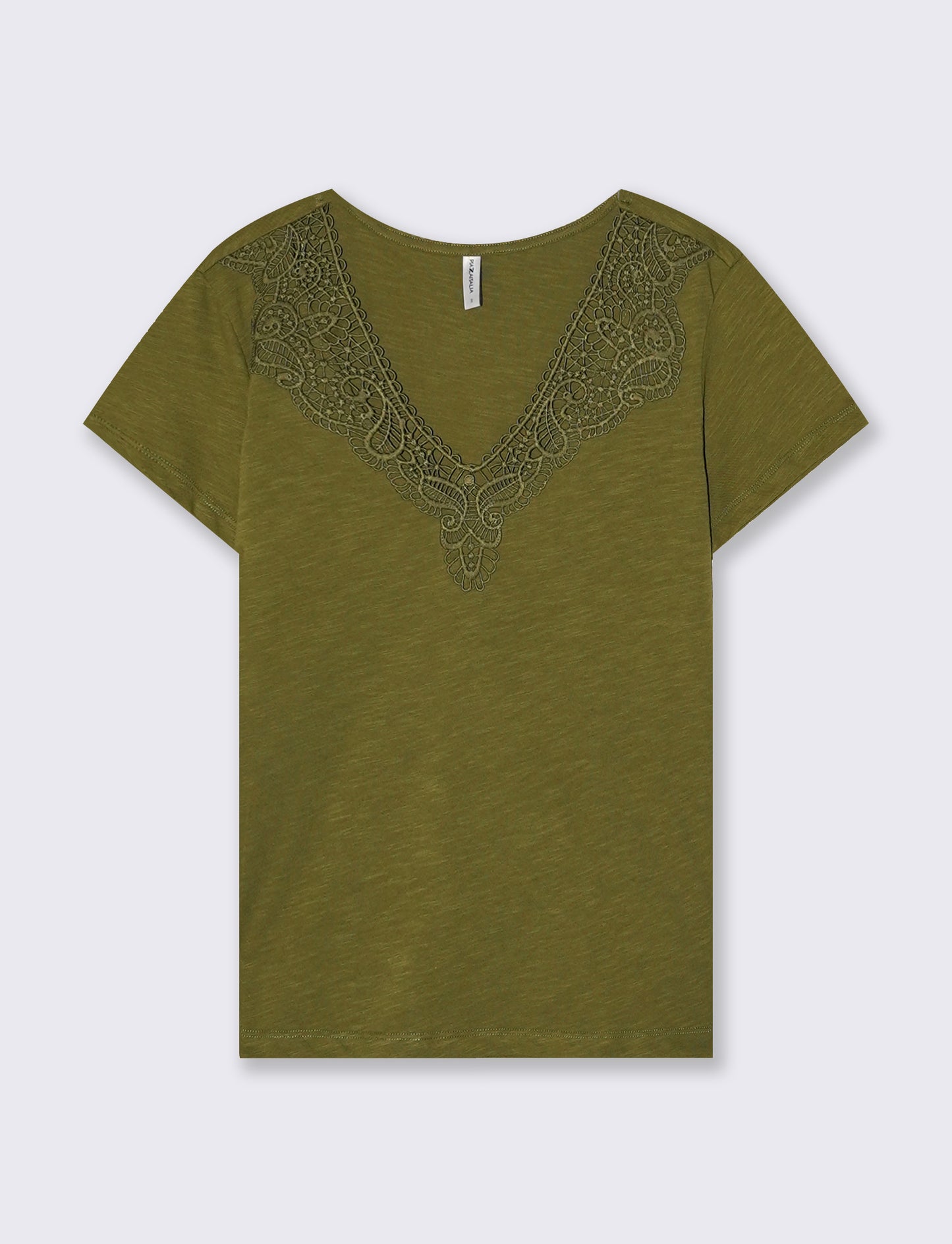 V-Neck T-Shirt with Trimming - Green