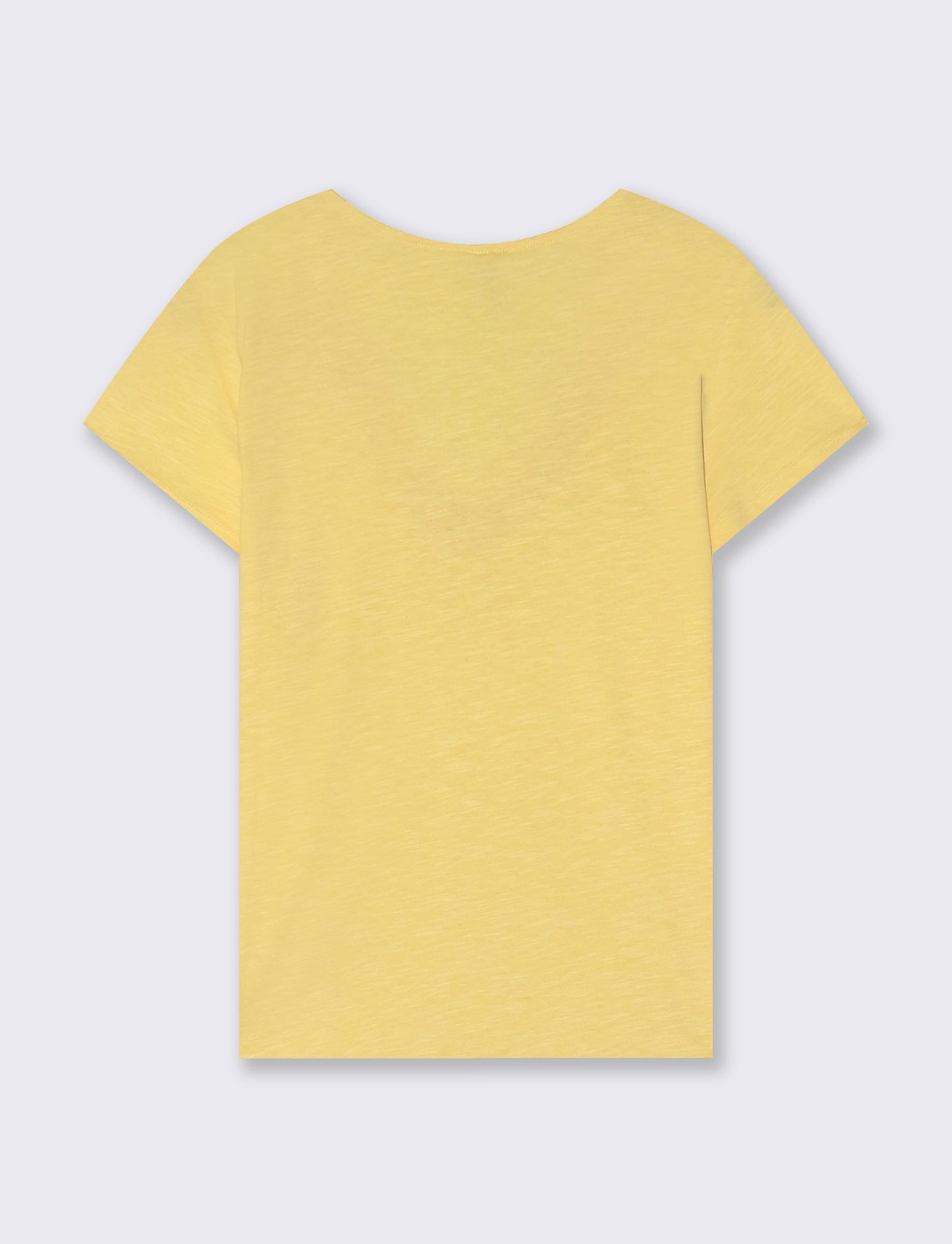 V-Neck T-Shirt with Trimming - Yellow