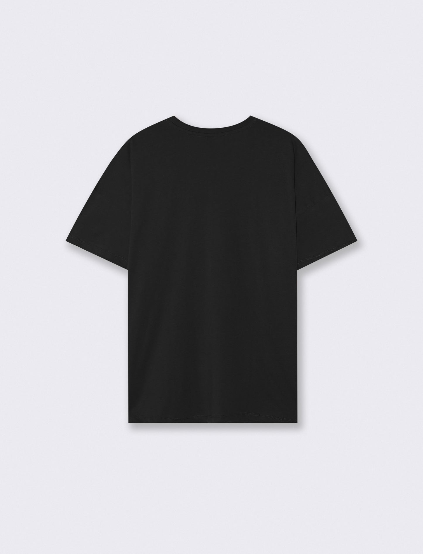 Basic T-shirt with tone-on-tone floral embroidery - Black