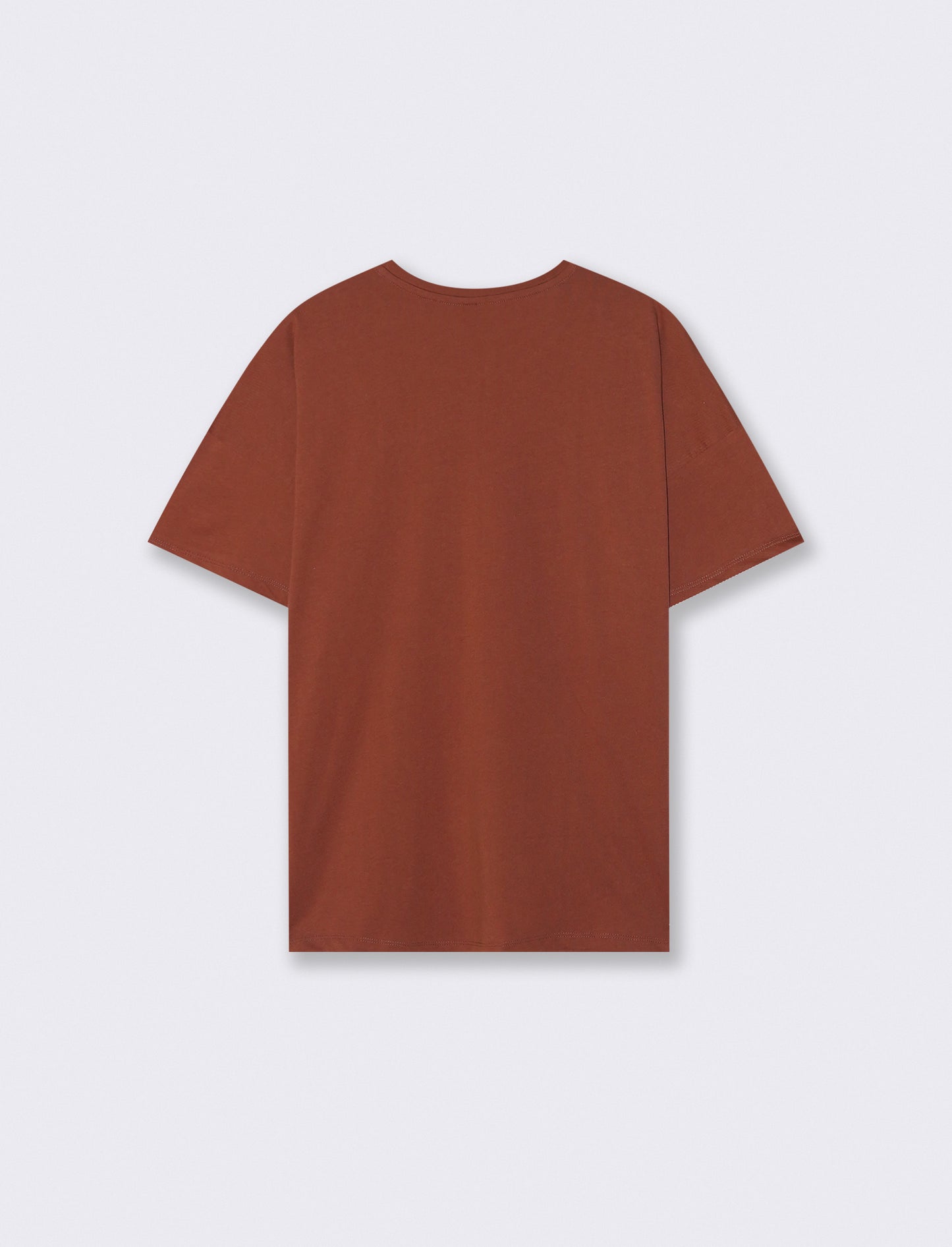 Basic T-shirt with tone-on-tone floral embroidery - Orange