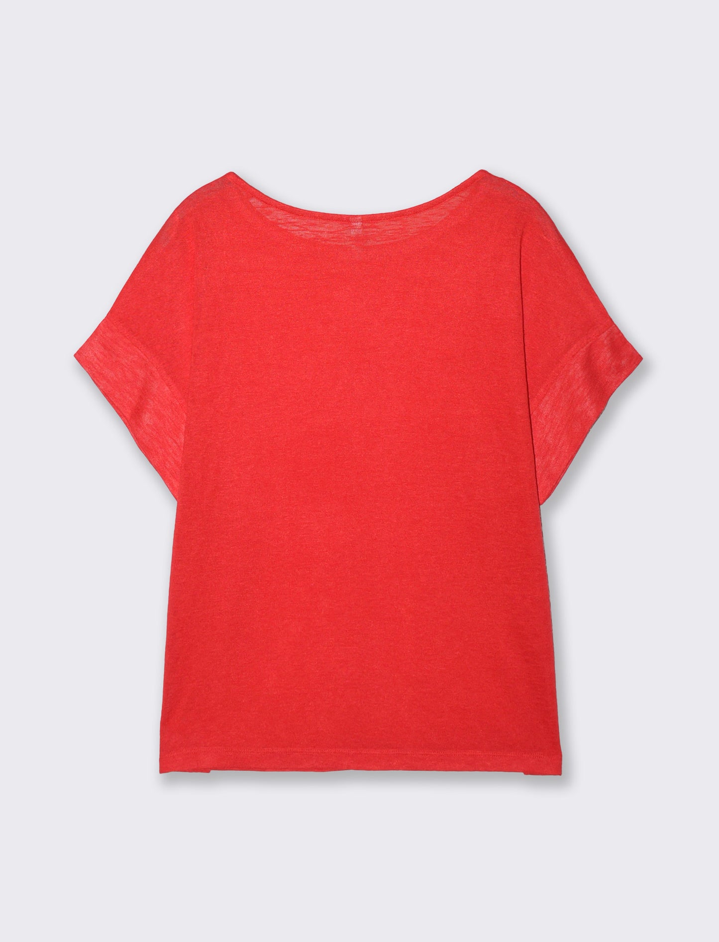 T-Shirt with Rhinestones and Boat Neck - Orange