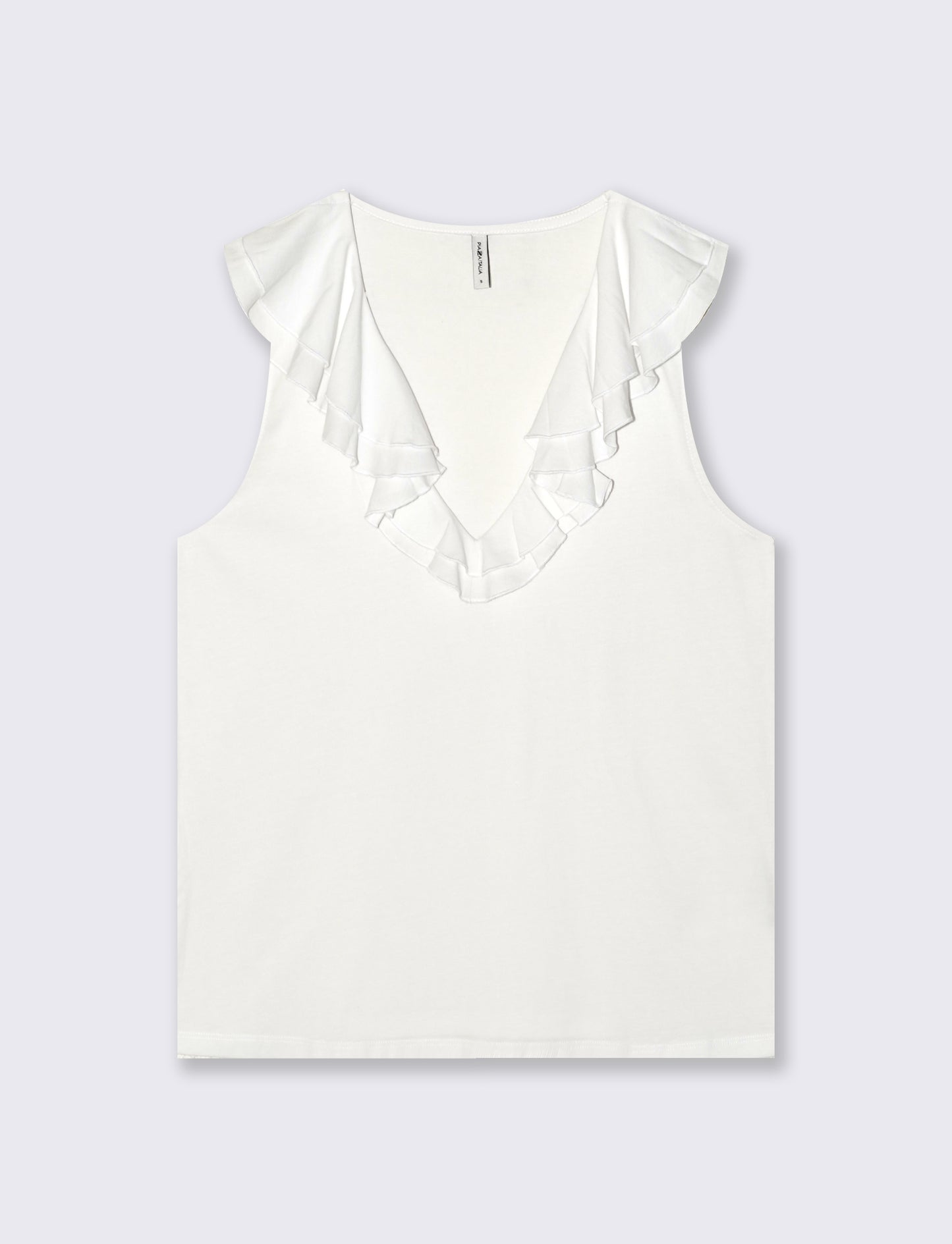 T-shirt in cotone con rouche V - Bianco