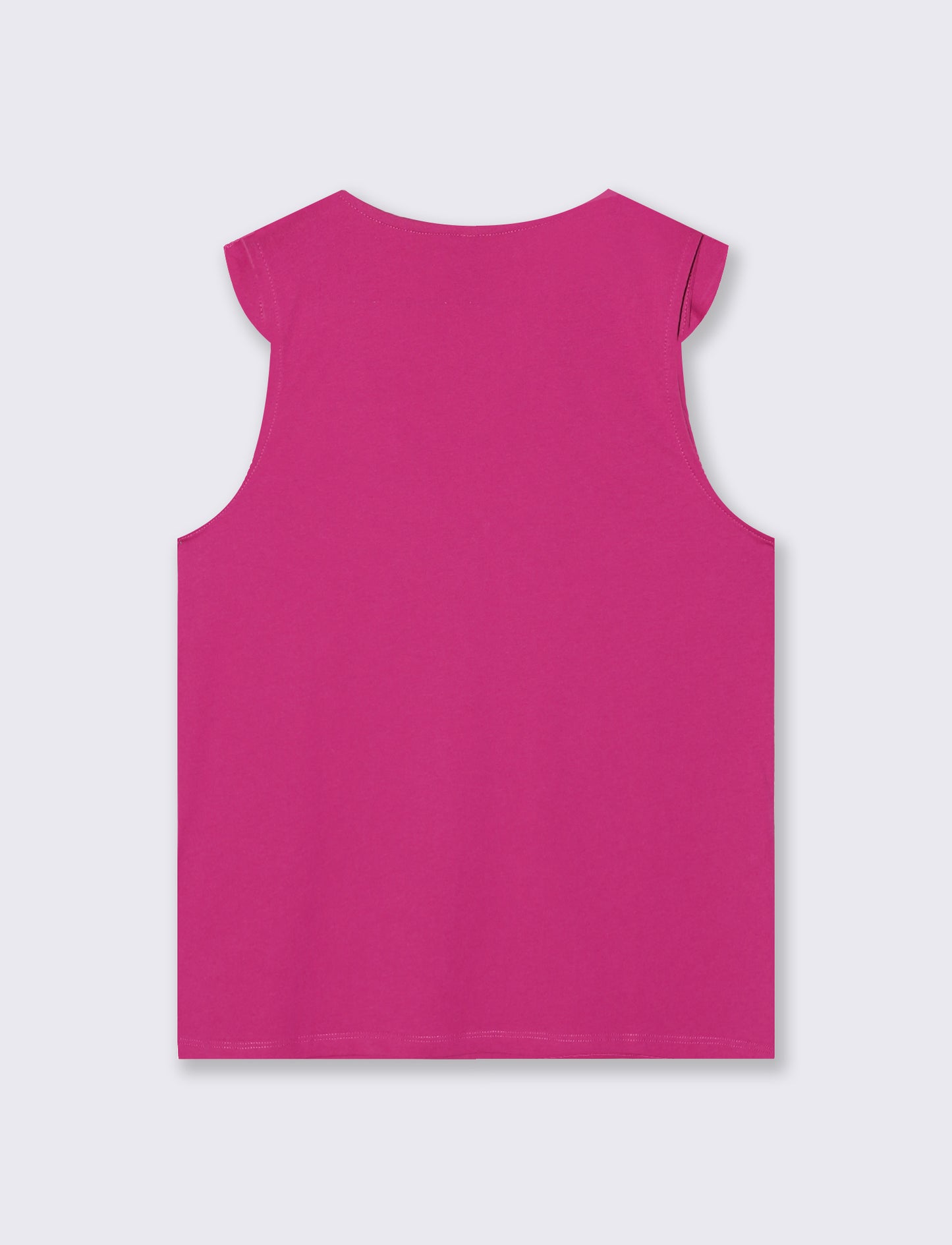 T-shirt in cotone con rouche V - Fuxia