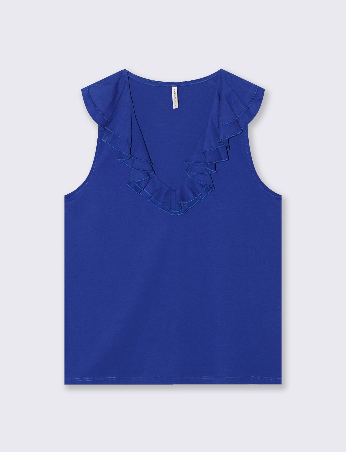 T-shirt in cotone con rouche V - Royal