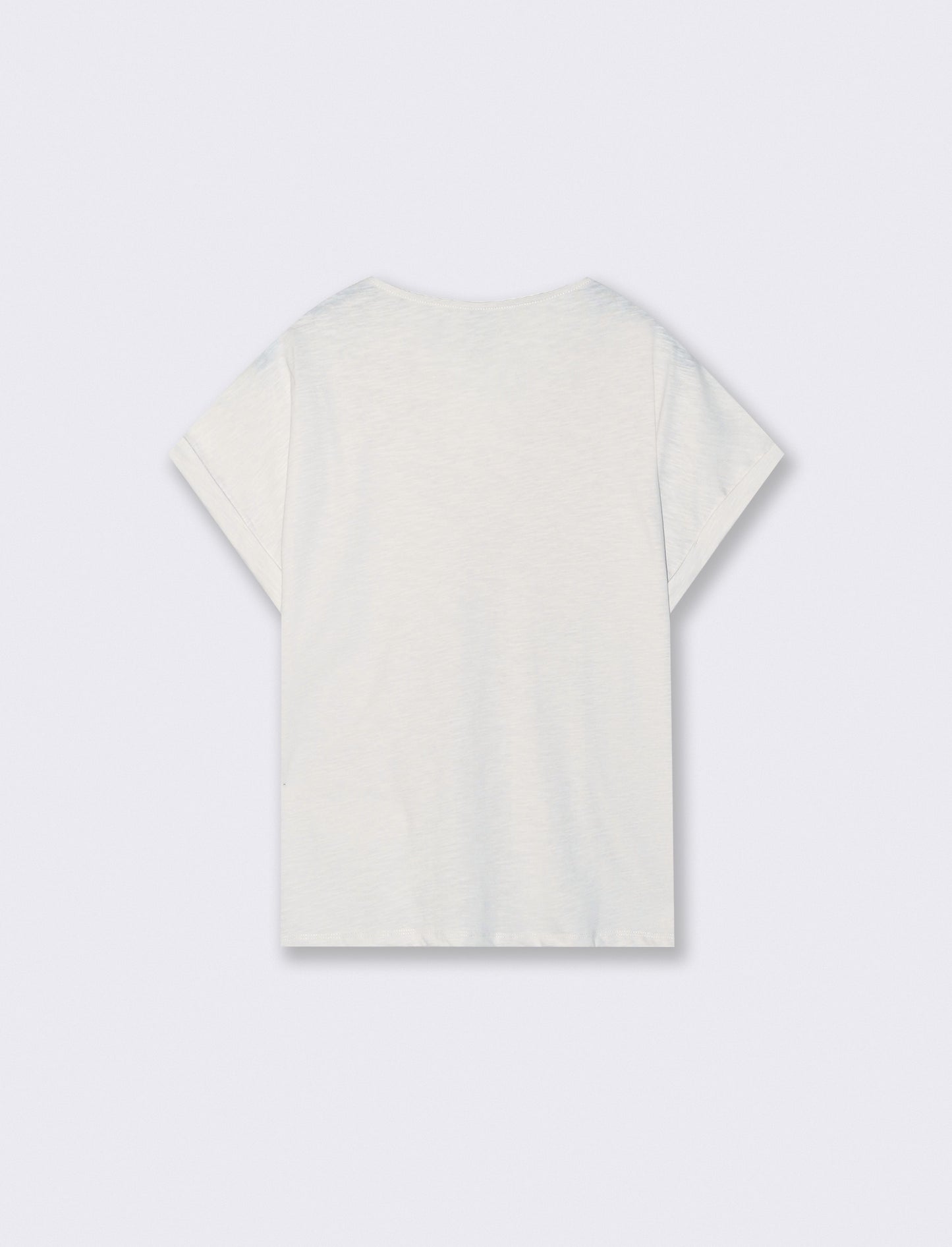 T-Shirt in Cotone con Passamaneria e Pizzo - Avorio
