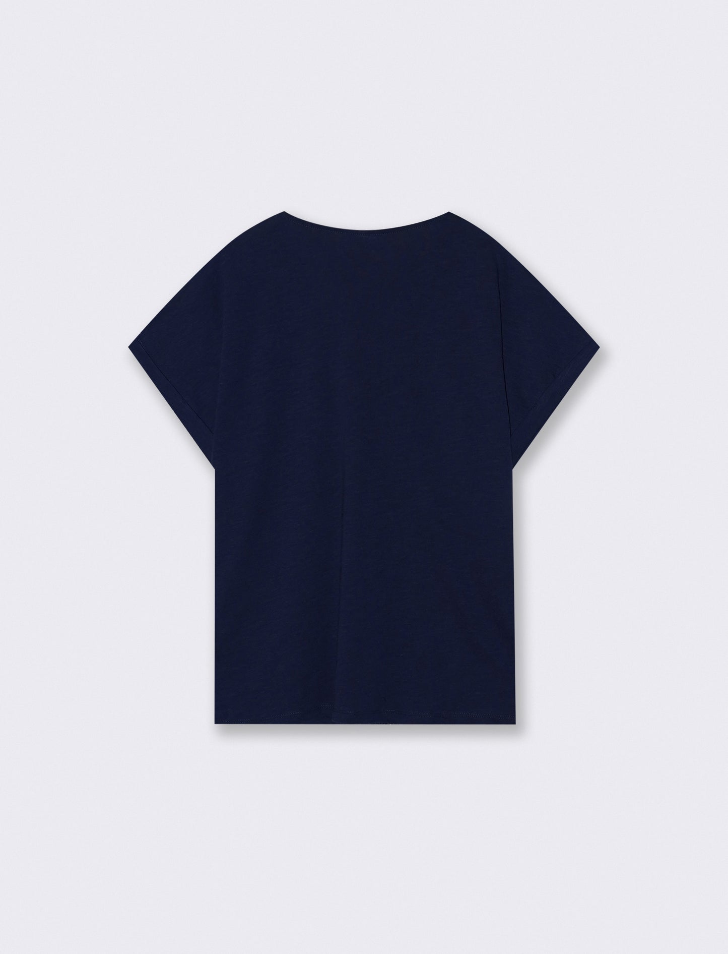 T-Shirt in Cotone con Passamaneria e Pizzo - Blu