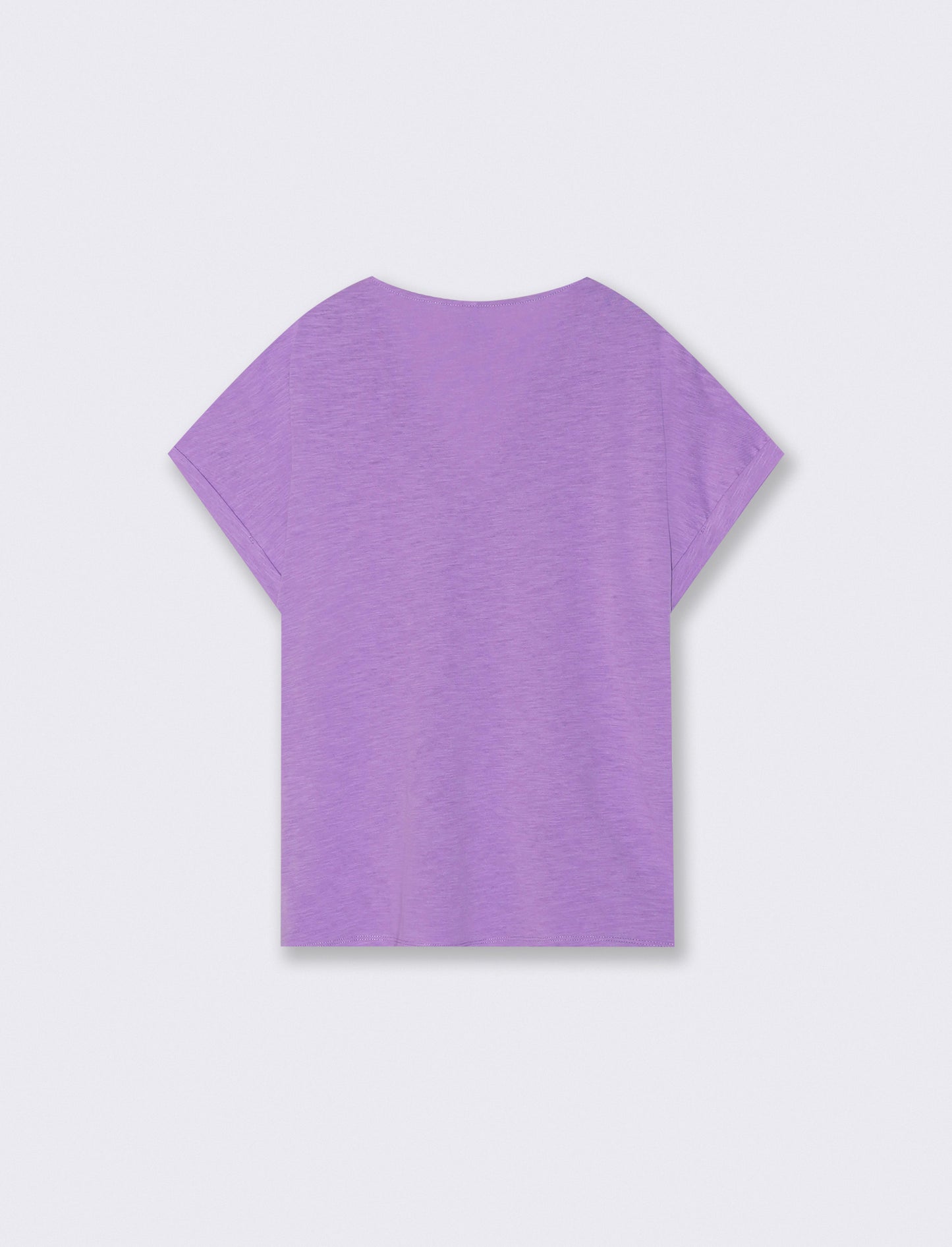T-Shirt in Cotone con Passamaneria e Pizzo - Viola malva