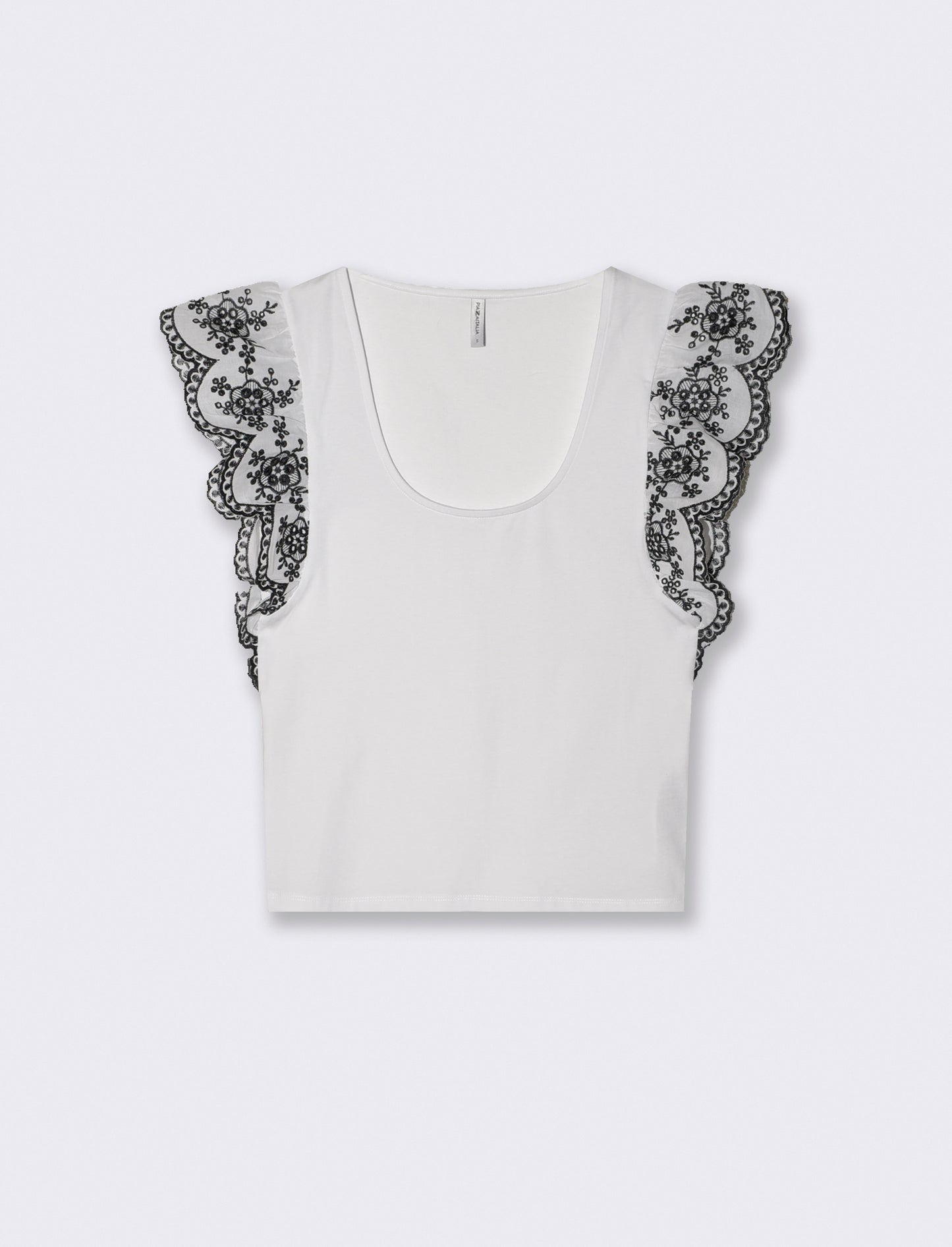 T-shirt con maniche in pizzo sangallo - Bianco