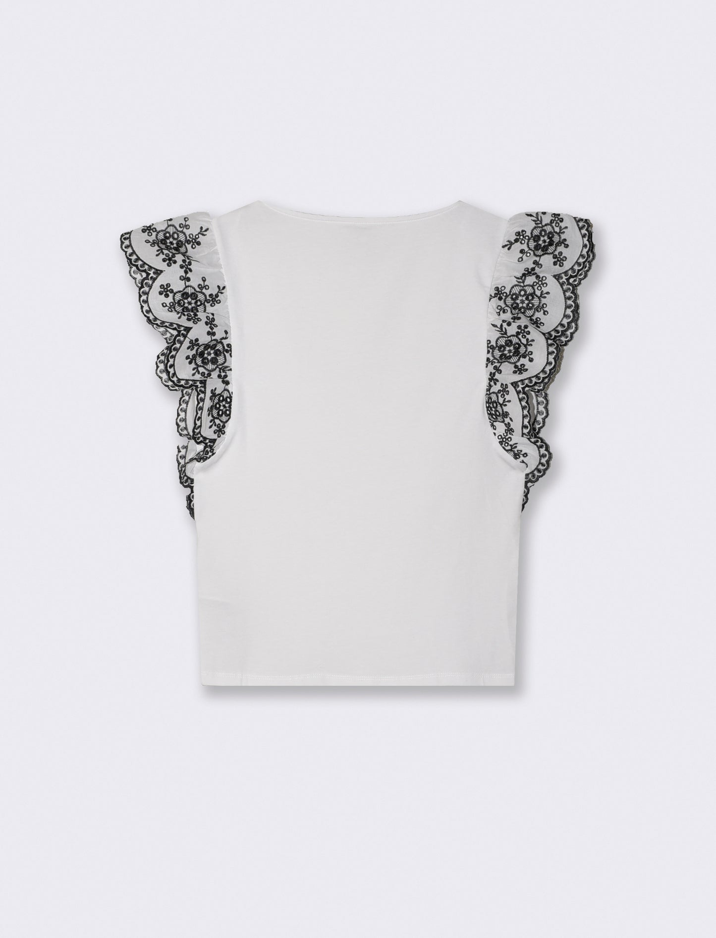 T-shirt con maniche in pizzo sangallo - Bianco