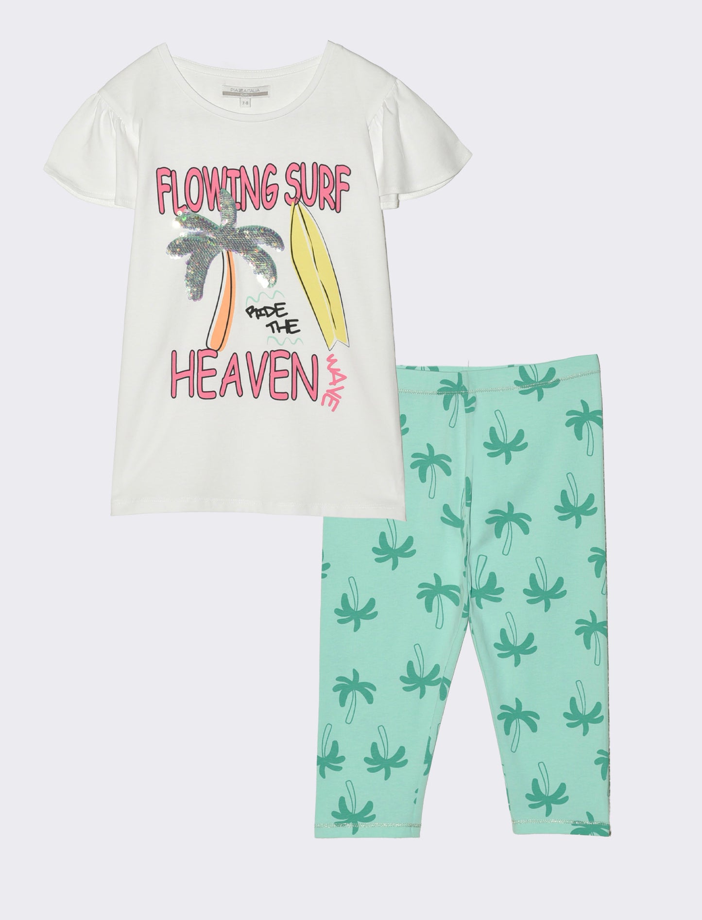 Set due pezzi mezza manica bambina - Verde acqua