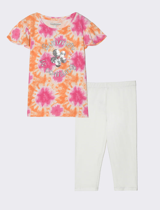 Set due pezzi mezza manica bambina - Multicolore
