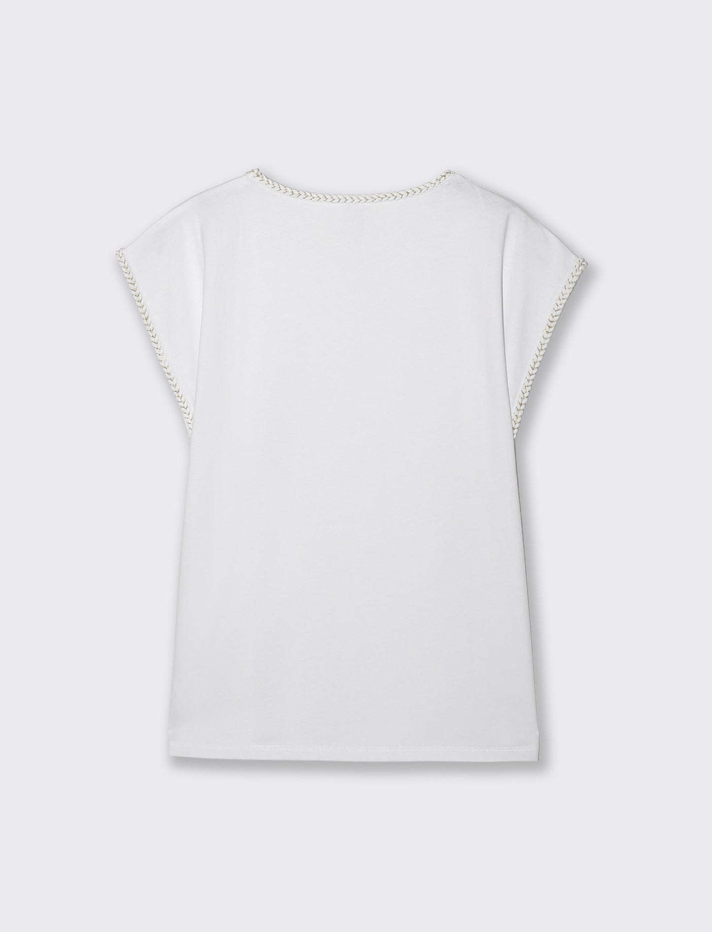 Cotton Short Sleeve T-Shirt with Trim - White