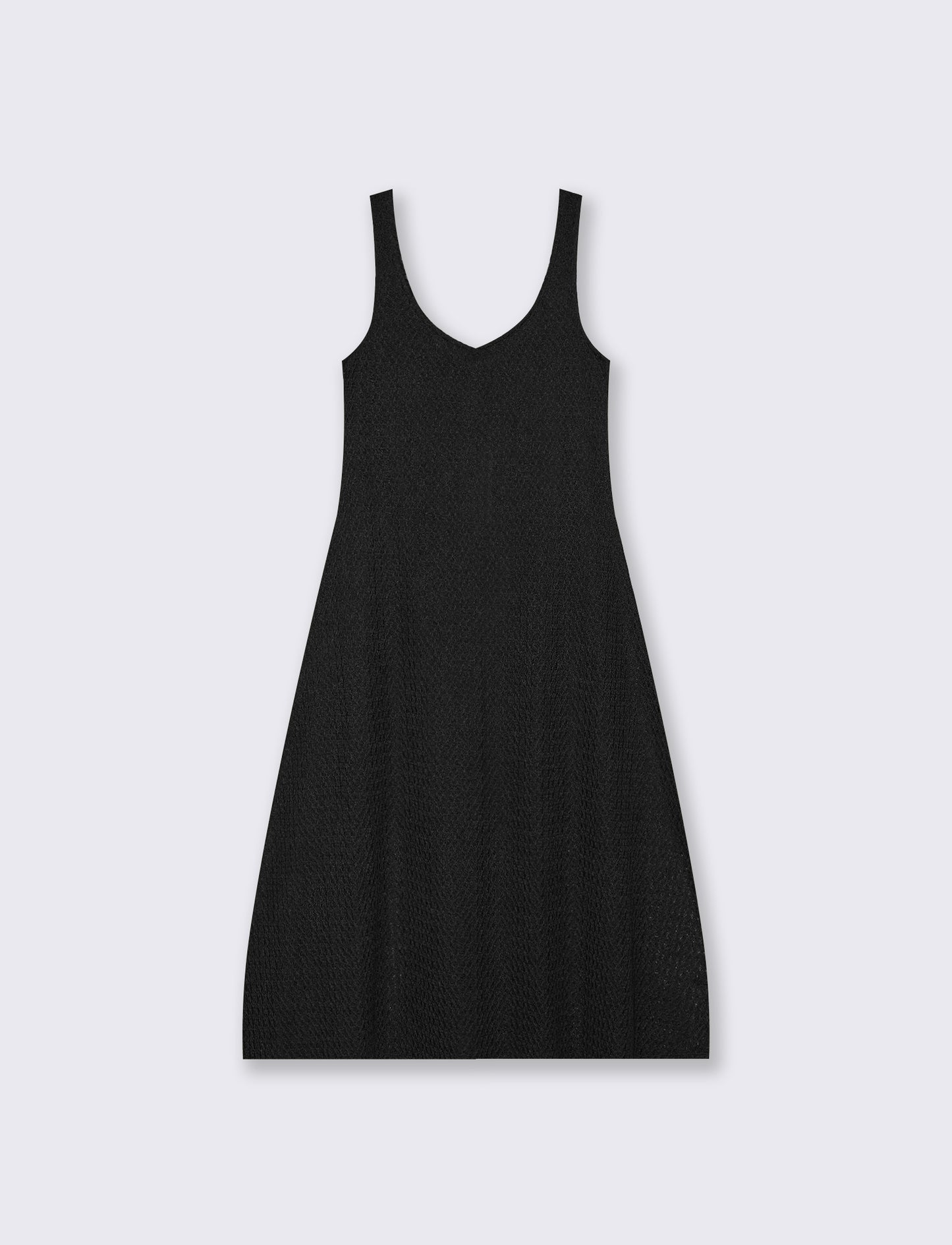 Vestito lungo smanicato con scollo a V - Nero