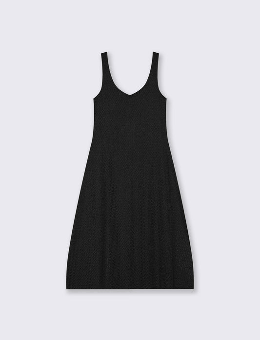 Vestito lungo smanicato con scollo a V - Nero