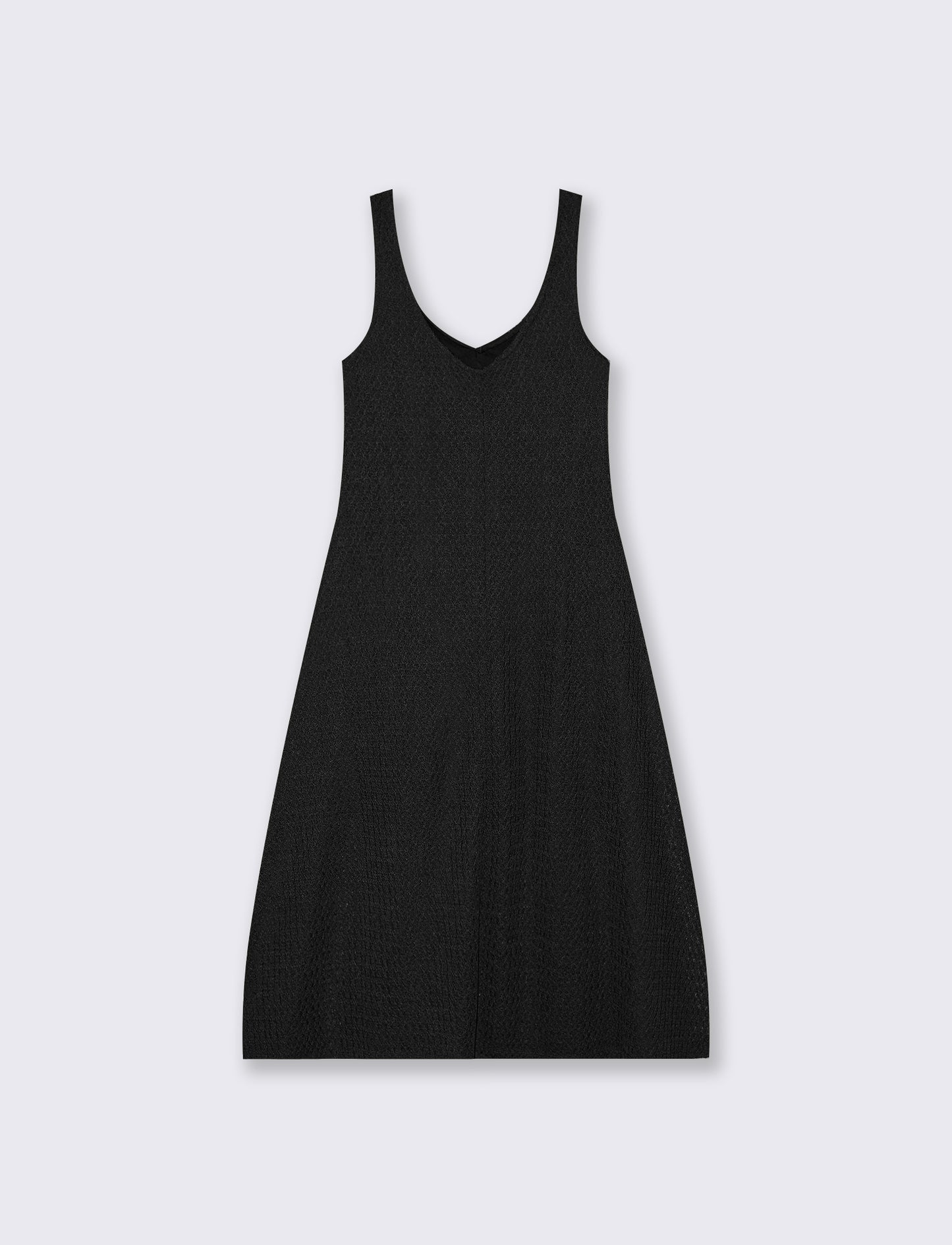 Vestito lungo smanicato con scollo a V - Nero