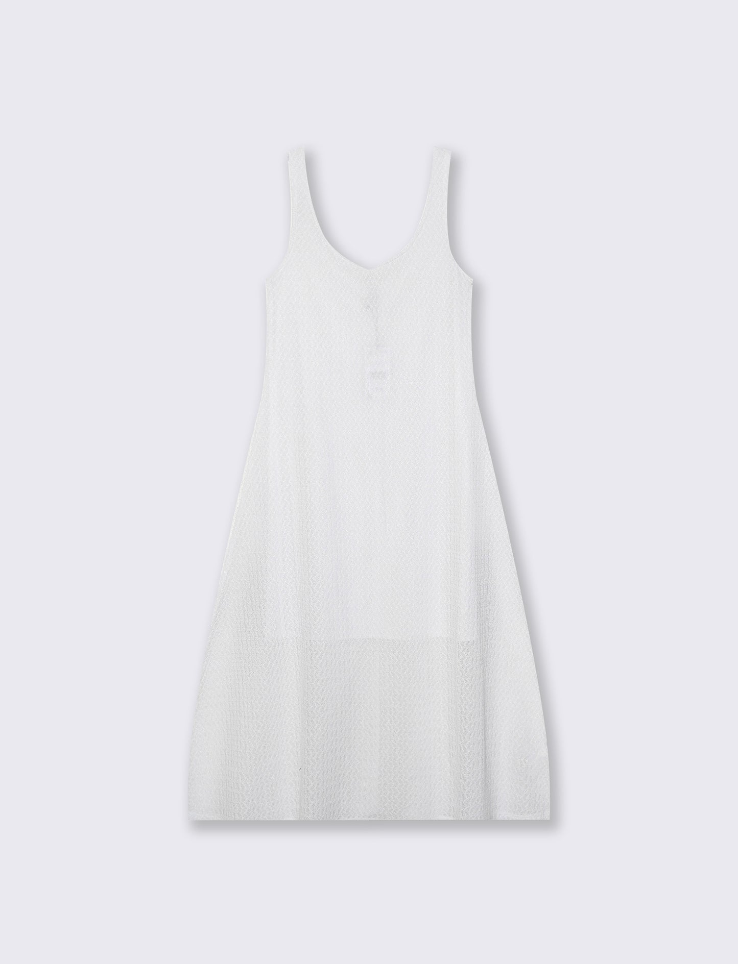 Vestito lungo smanicato con scollo a V - Bianco