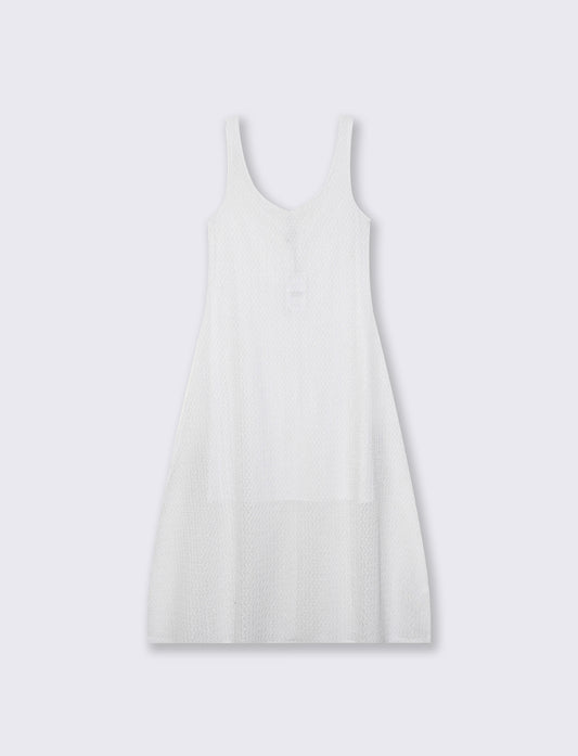 Vestito lungo smanicato con scollo a V - Bianco