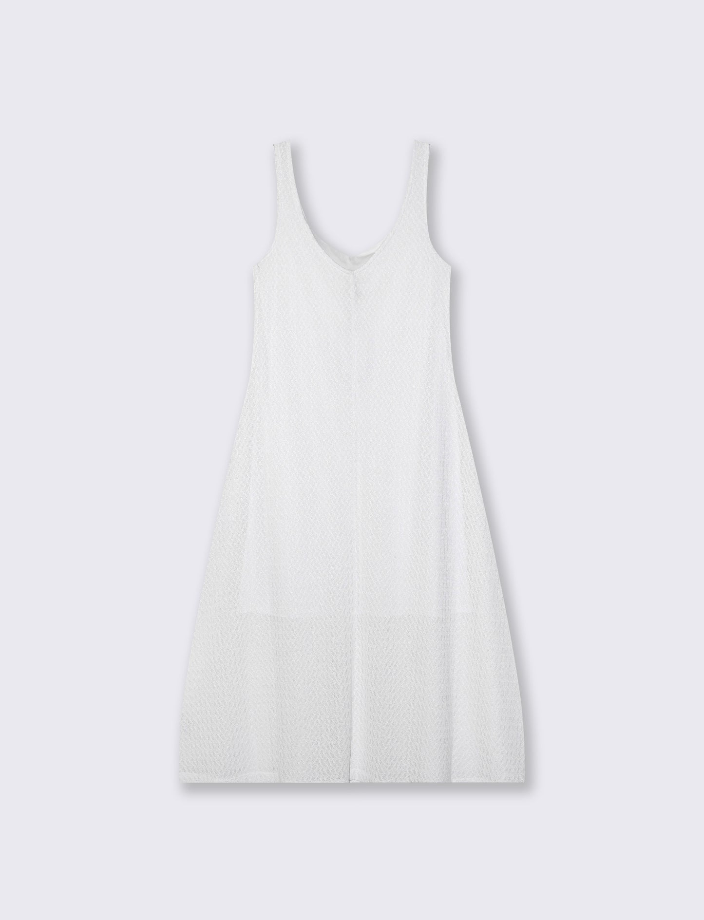 Vestito lungo smanicato con scollo a V - Bianco