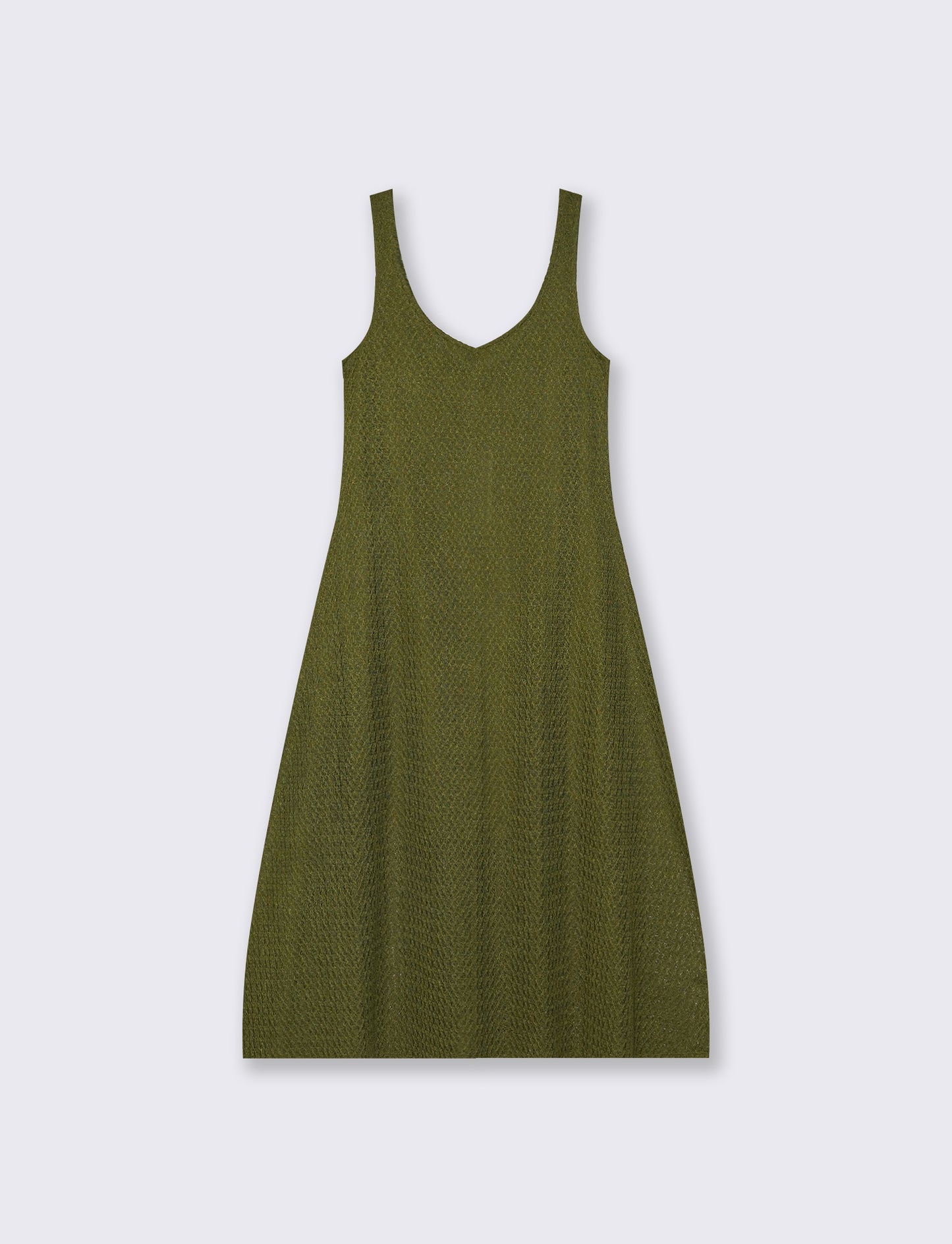 Vestito lungo smanicato con scollo a V - Verde abete