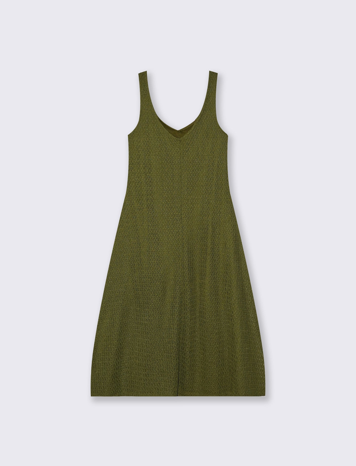 Vestito lungo smanicato con scollo a V - Verde abete