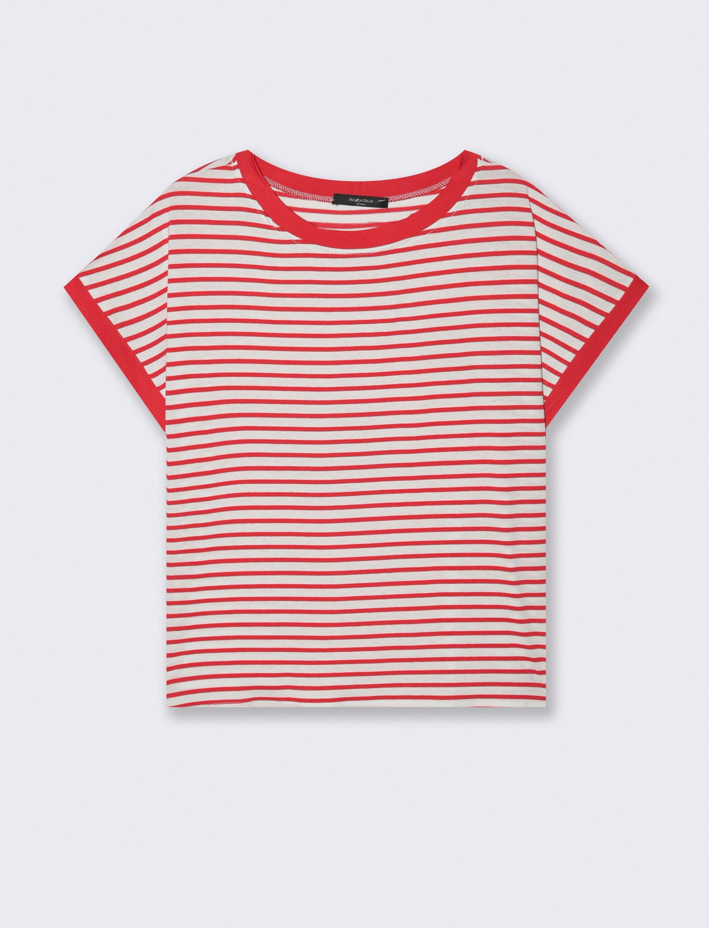 tshirt in viscosa rigata - bian-rosso