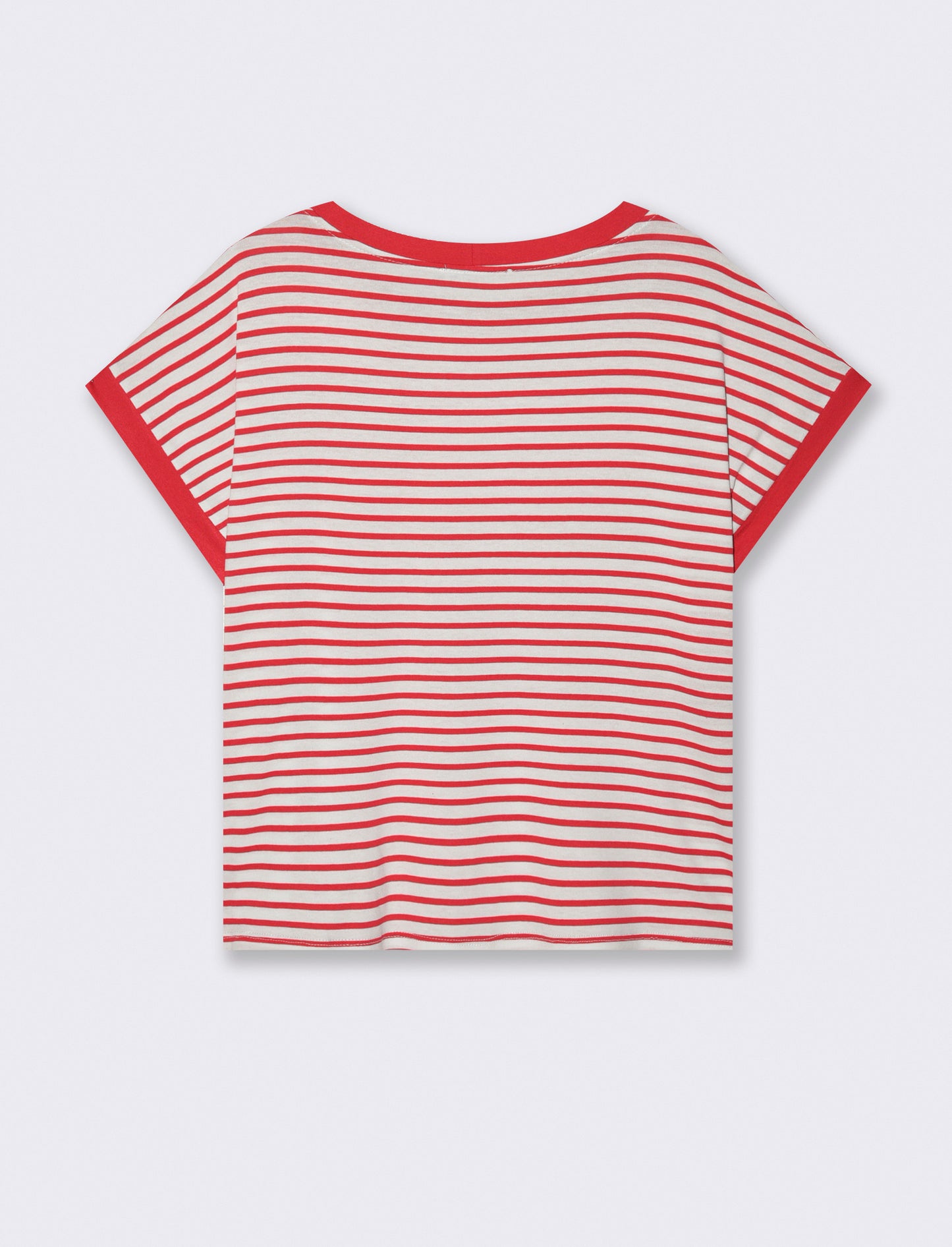 tshirt in viscosa rigata - bian-rosso
