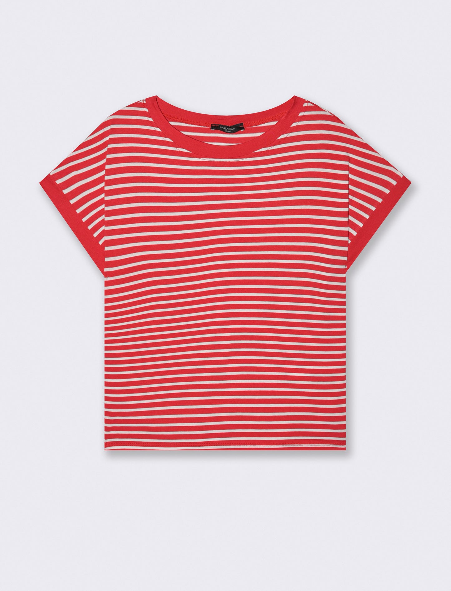 tshirt in viscosa rigata - Rosso-bianco