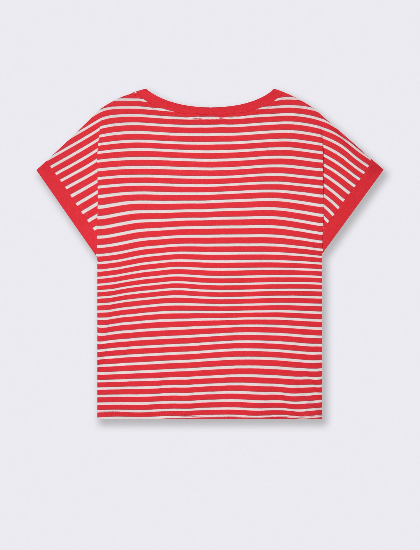 tshirt in viscosa rigata - Rosso-bianco