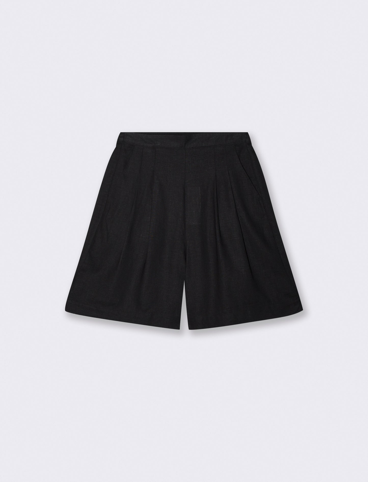 Bermuda con Elastico e Tasche Fianchi - Nero