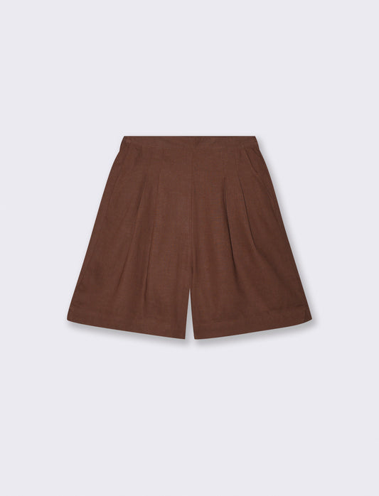 Bermuda con Elastico e Tasche Fianchi - Marrone cioccolato