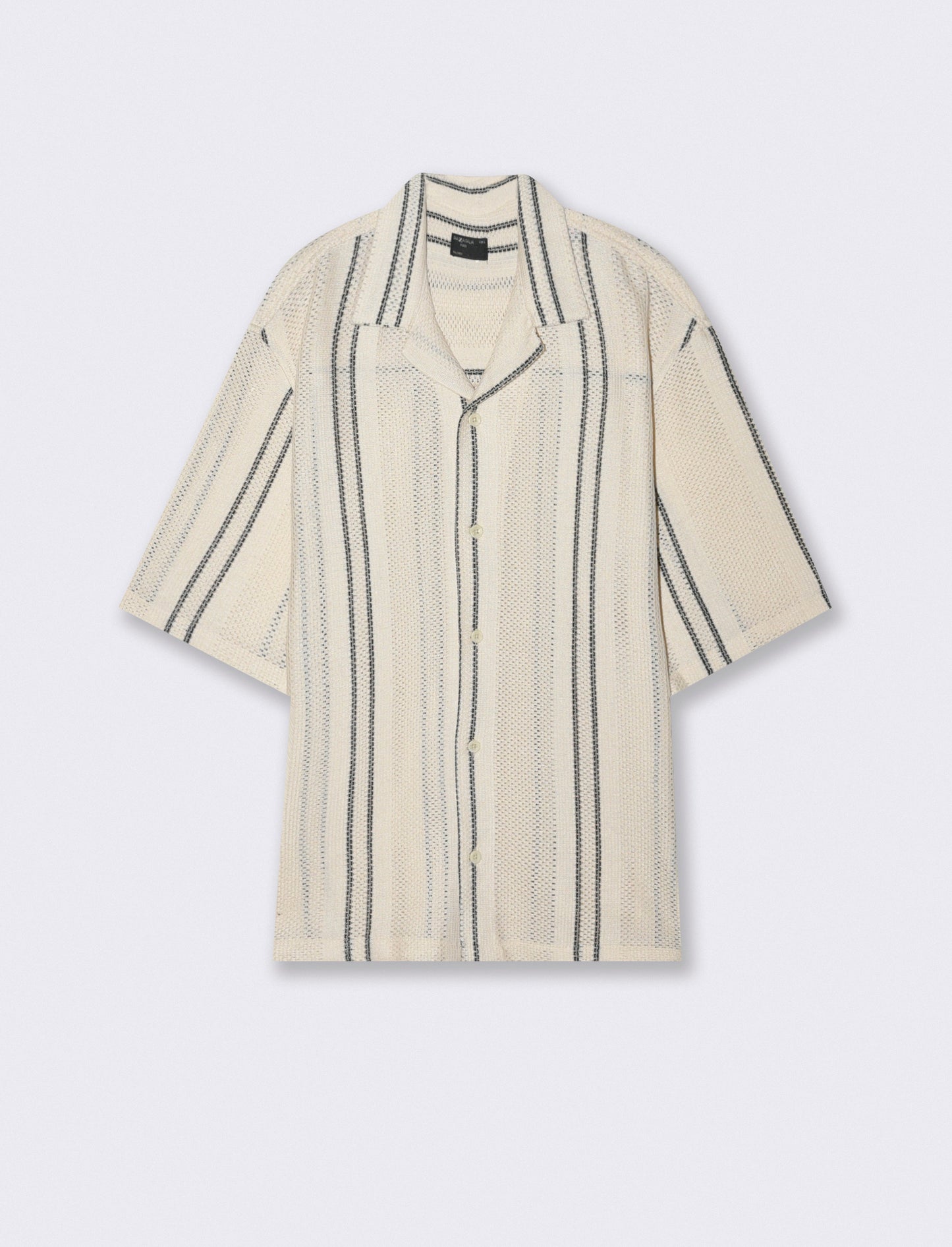Camicia Cropped Boxy Fit in Crochet - Beige ecru