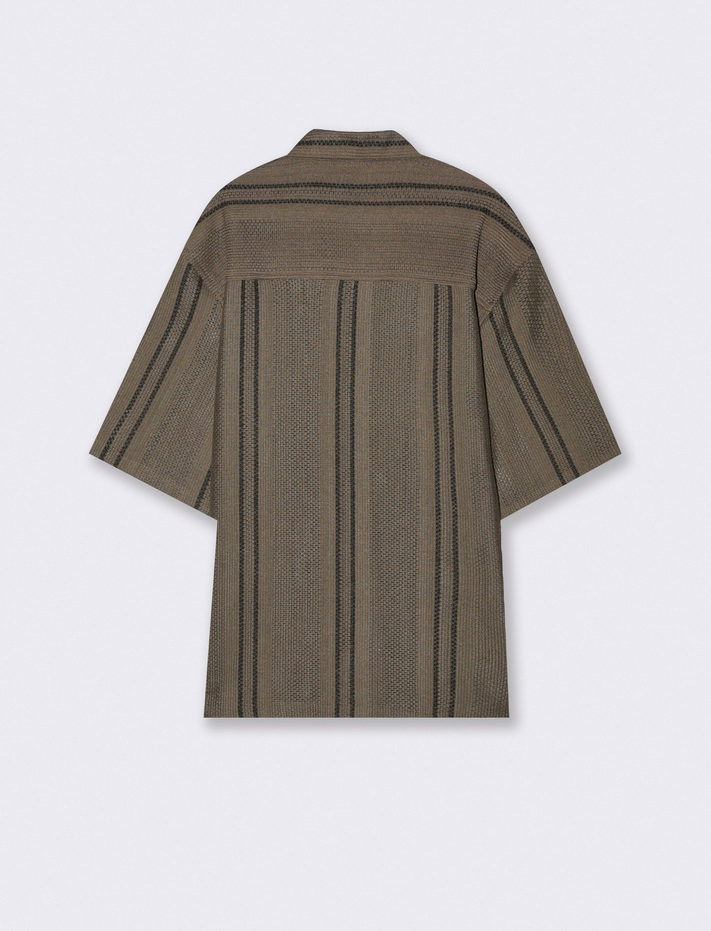 Camicia Cropped Boxy Fit in Crochet - Grigio fango