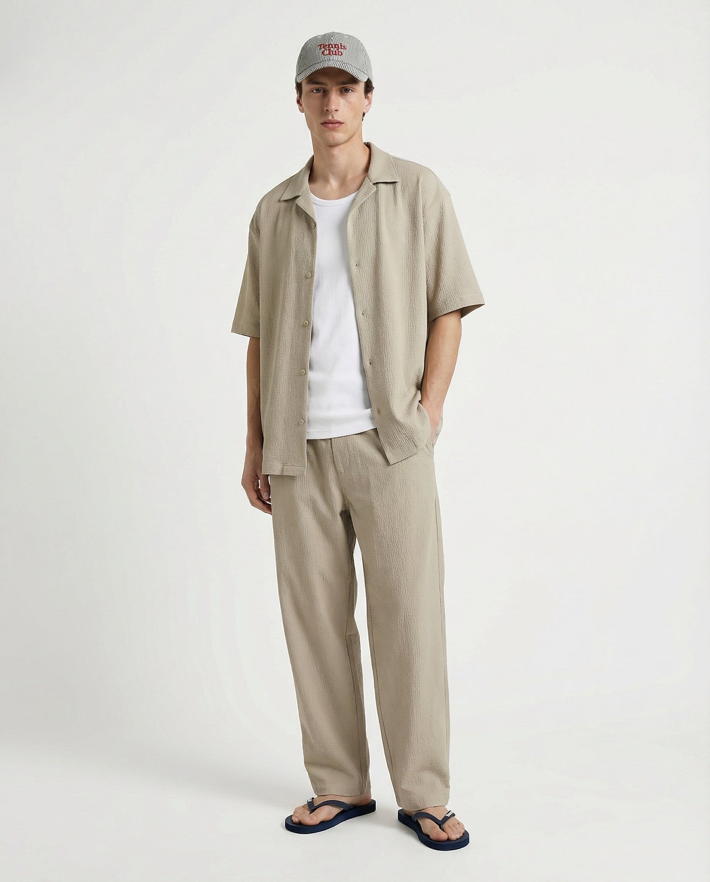 Jacquard fabric jogger pants - Beige