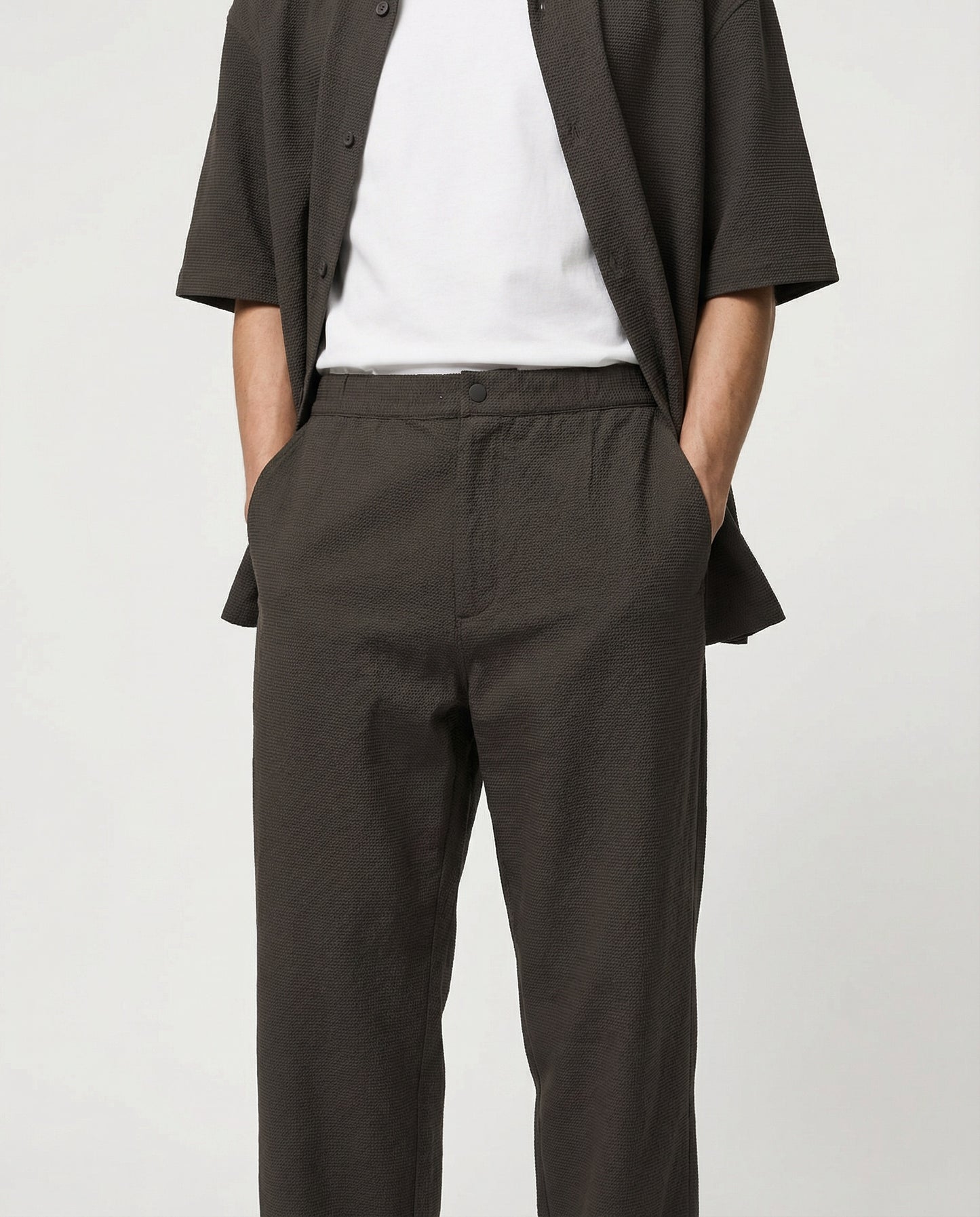 Pantaloni jogger in tessuto jacquard - Moro