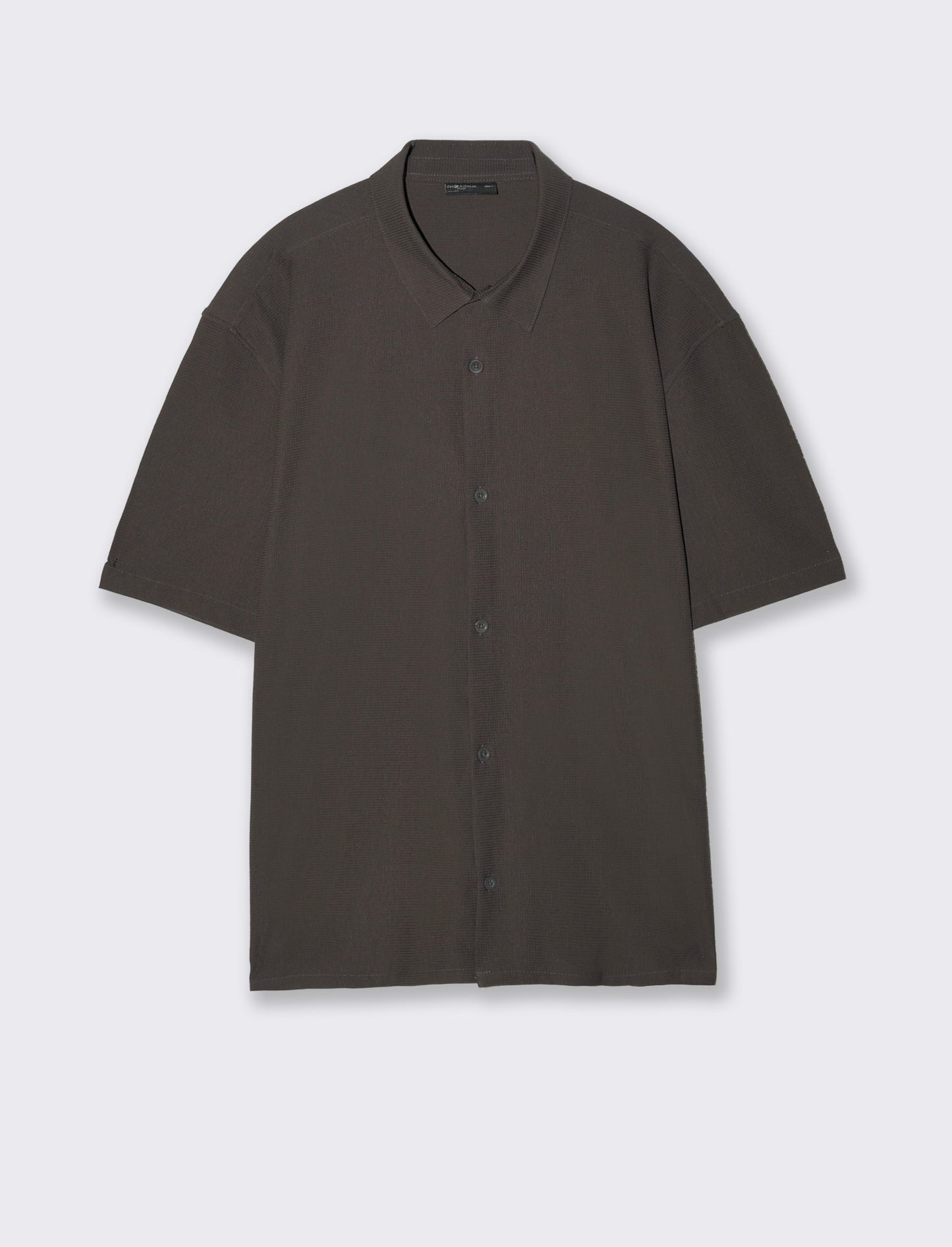 Camicia boxy fit in tessuto jacquard - Moro