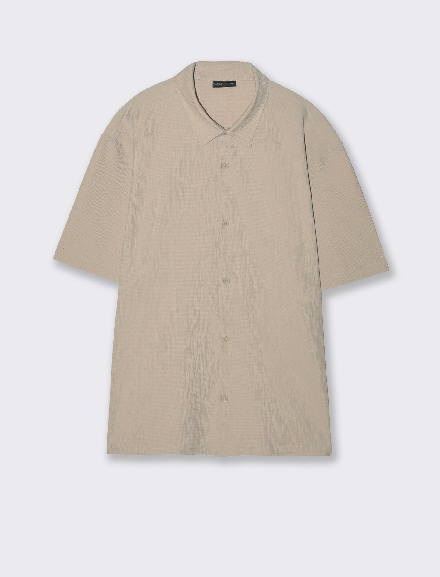 Camicia boxy fit in tessuto jacquard - Sabbia