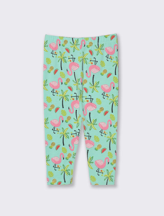 Leggings a fantasia in jersey elastico - Verde