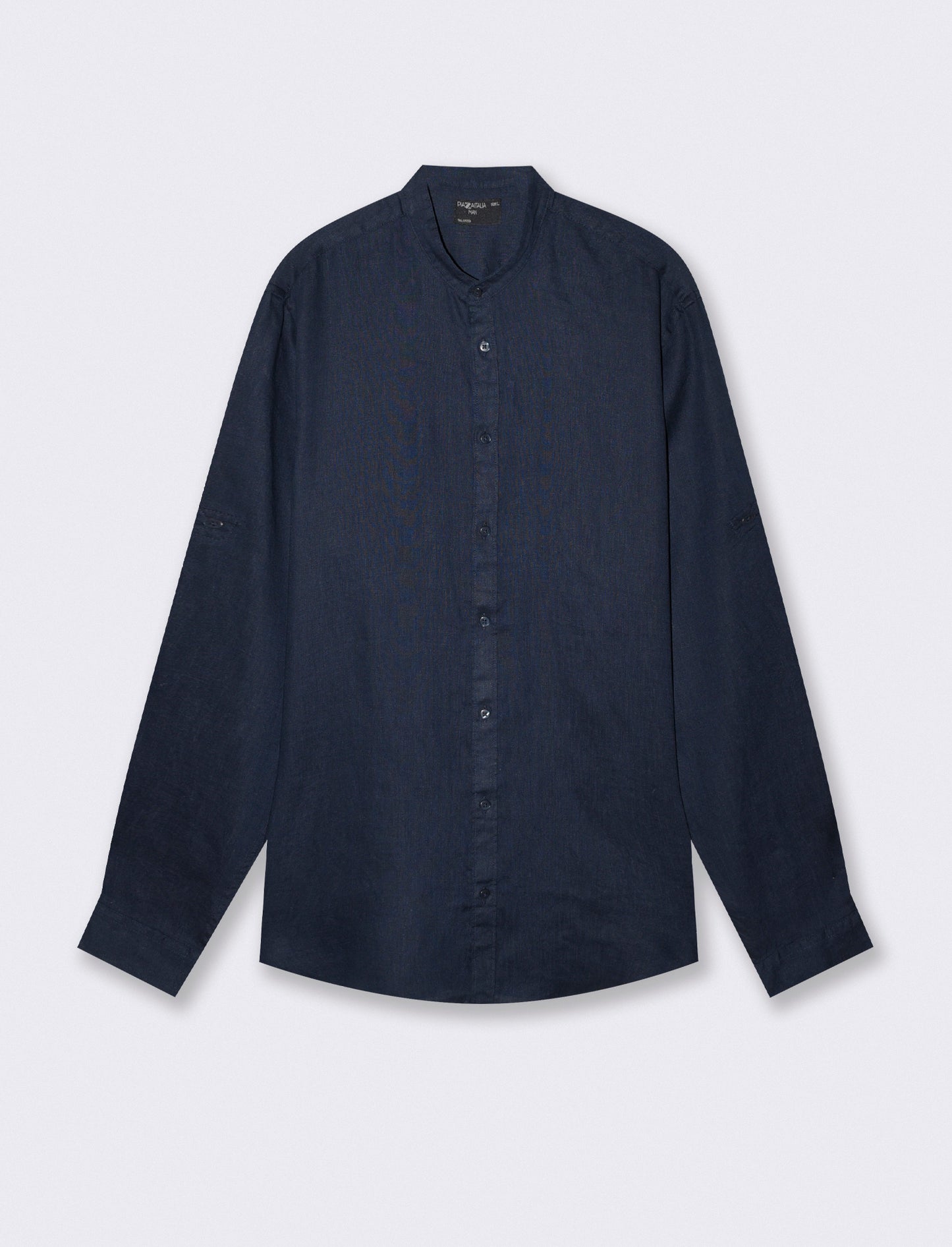Camicia coreana in puro lino leggero - Blu