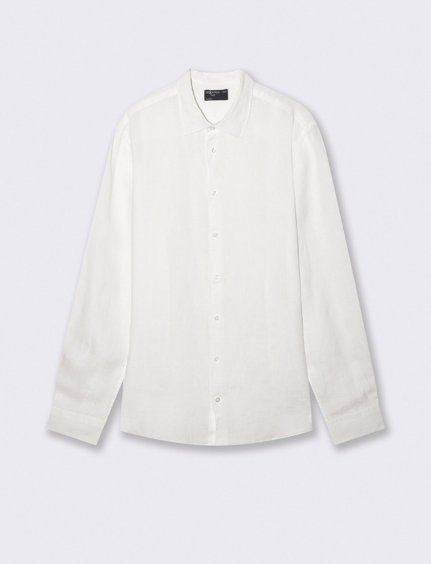 Light linen shirt with French collar - White
