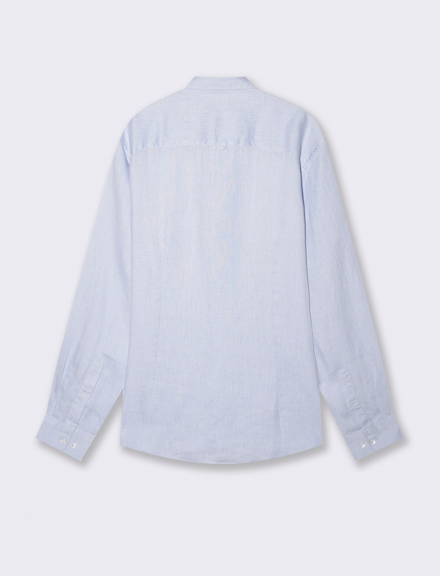 Camicia in lino leggero con collo francese - Celeste polvere