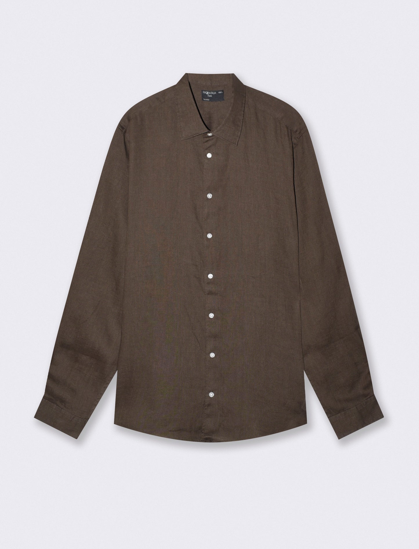 Light linen shirt with French collar - Brown