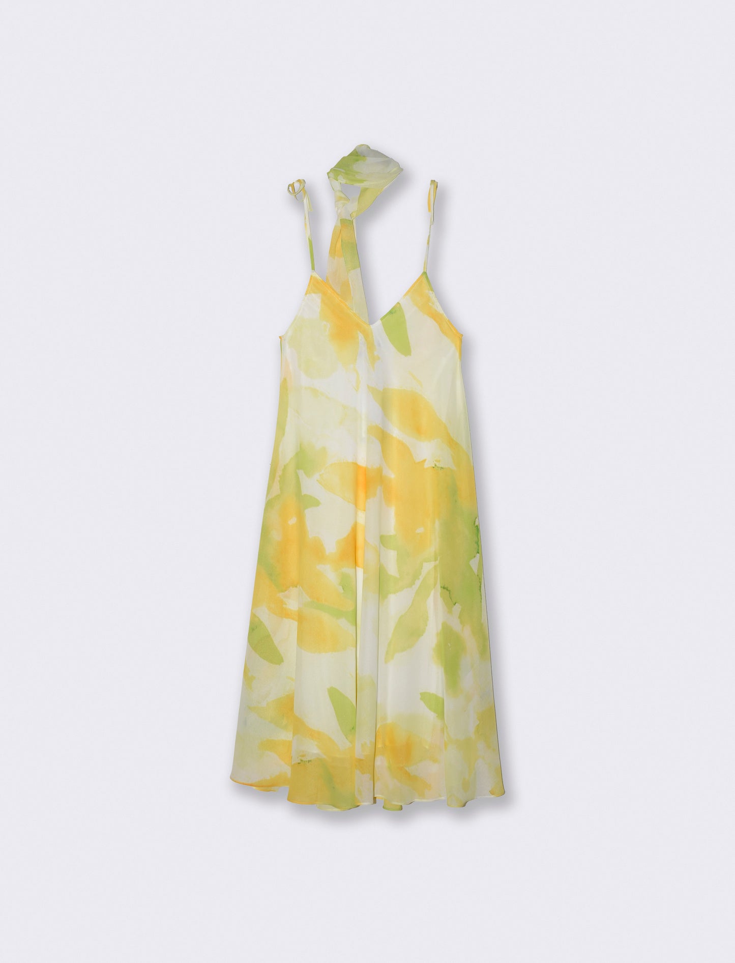 Vestito lungo con bretelle e cintura - var 1