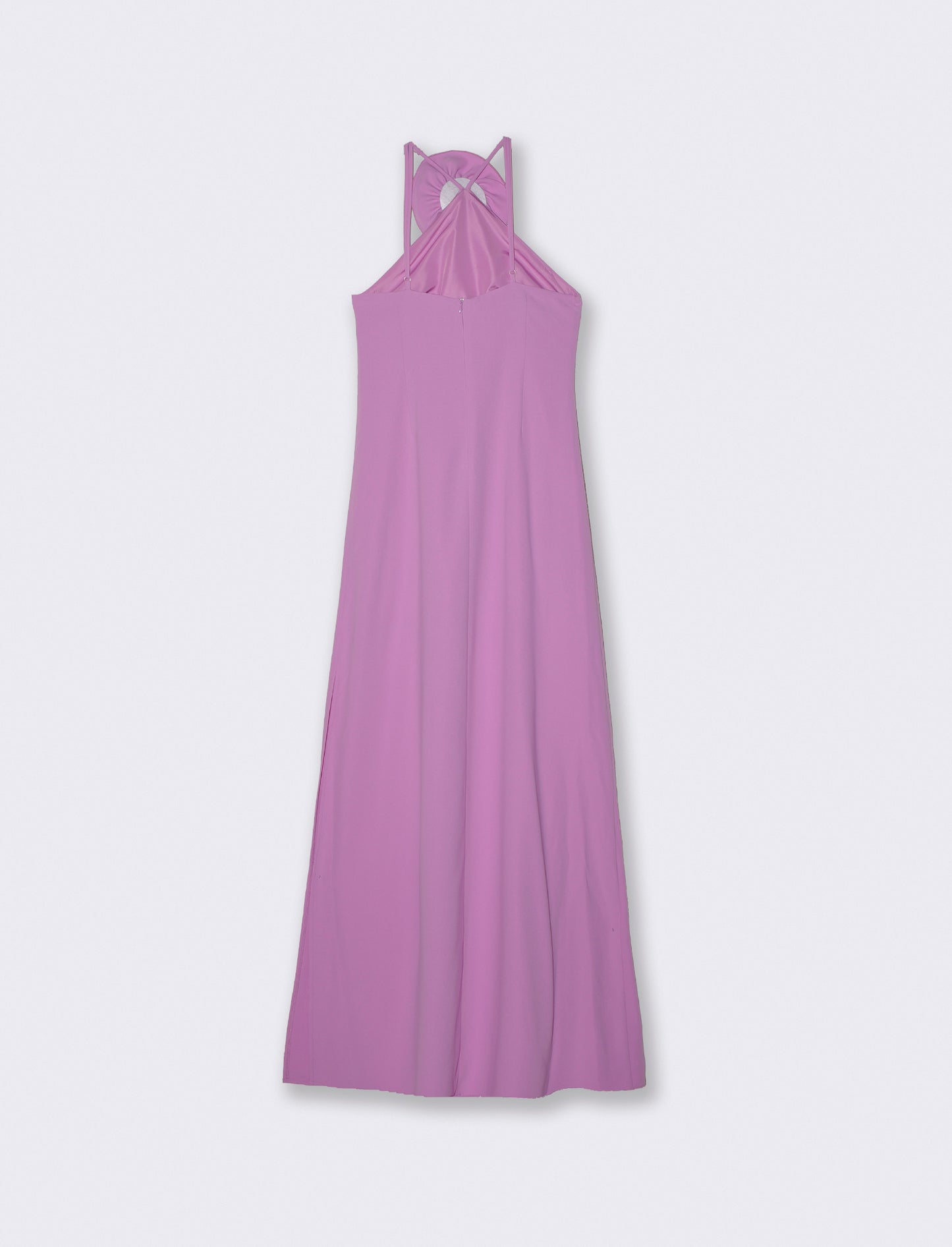 Vestito lungo con spalline e fiore decorativo - Viola orchidea