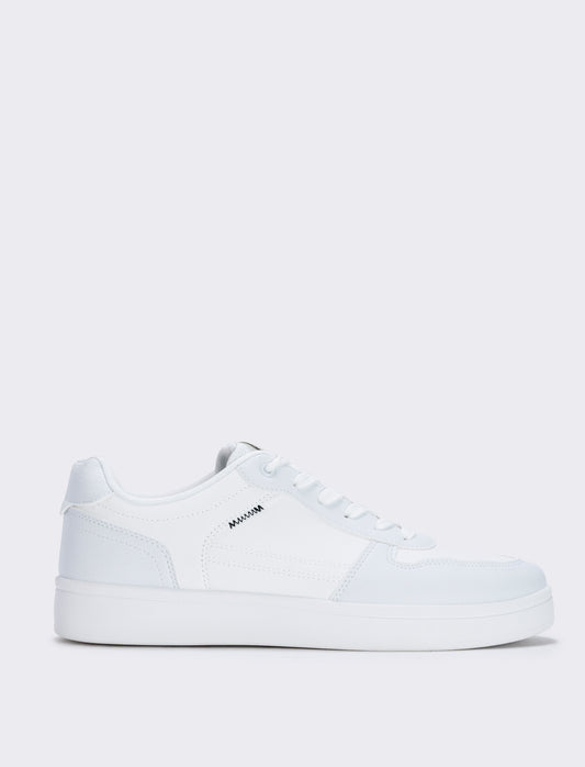 Men's white minimal sneakers in polyurethane - White
