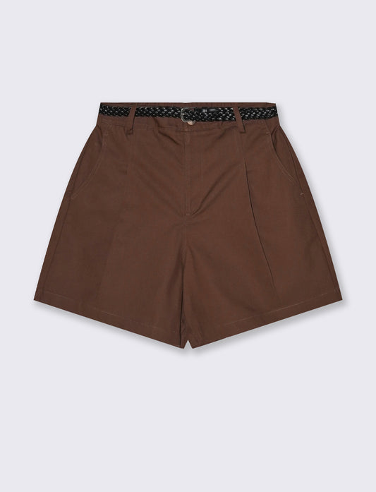 Bermuda con Cintura ed Elastico - Marrone cioccolato