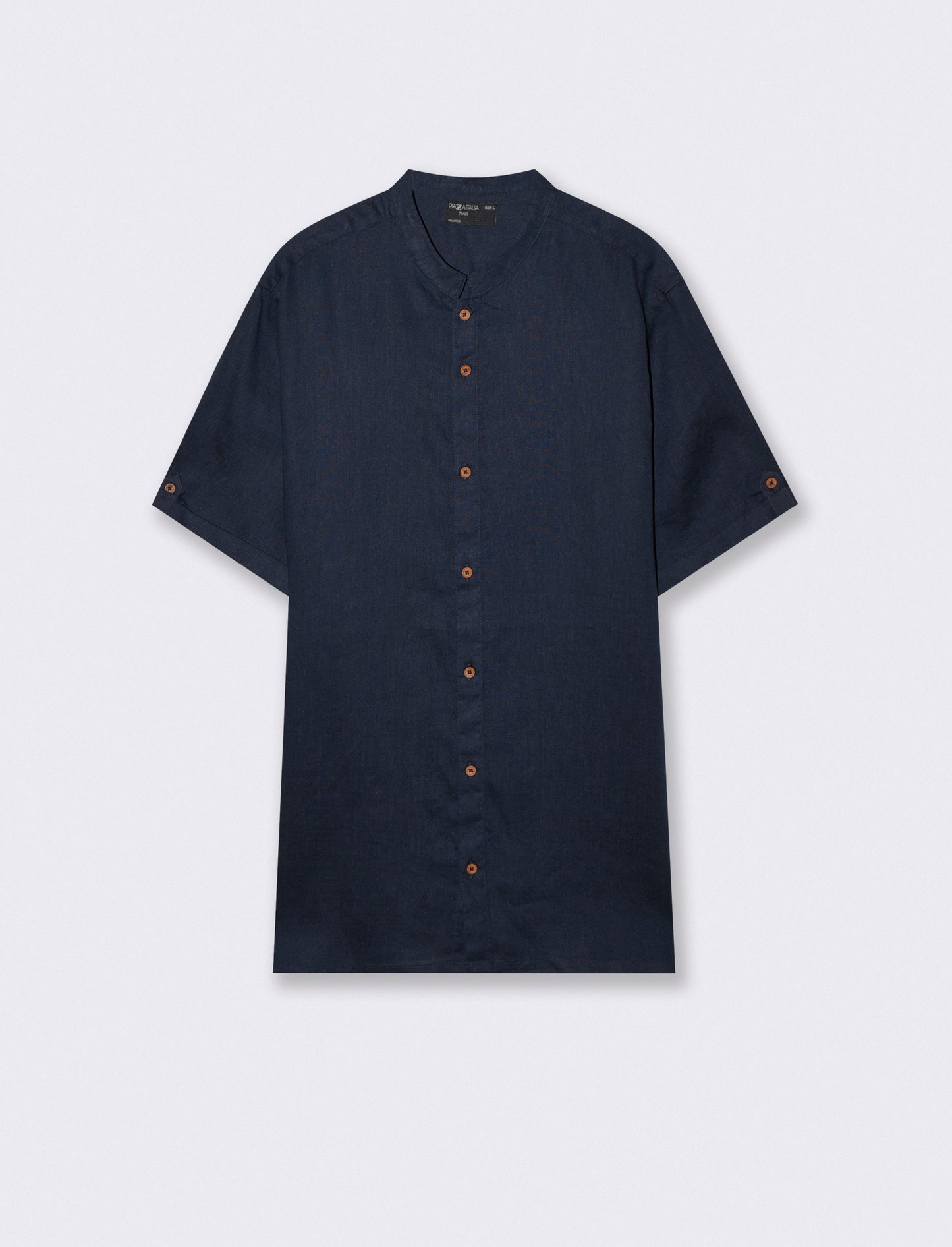 Short Sleeve Korean Linen Shirt - Blue